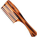 KYVU T21 handmade tortoiseshell full-bodied rake comb with handle in cellulose acetate, deep head, for thick and curly hair