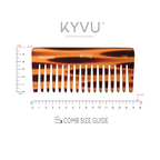 KYVU T22 tortoiseshell wide-tooth detangling comb specifications — 15.6 cm, 38 g, cellulose acetate, wide teeth