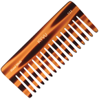  KYVU T22 handmade tortoiseshell wide-tooth detangling comb in cellulose acetate, broad body, for curly and thick hair