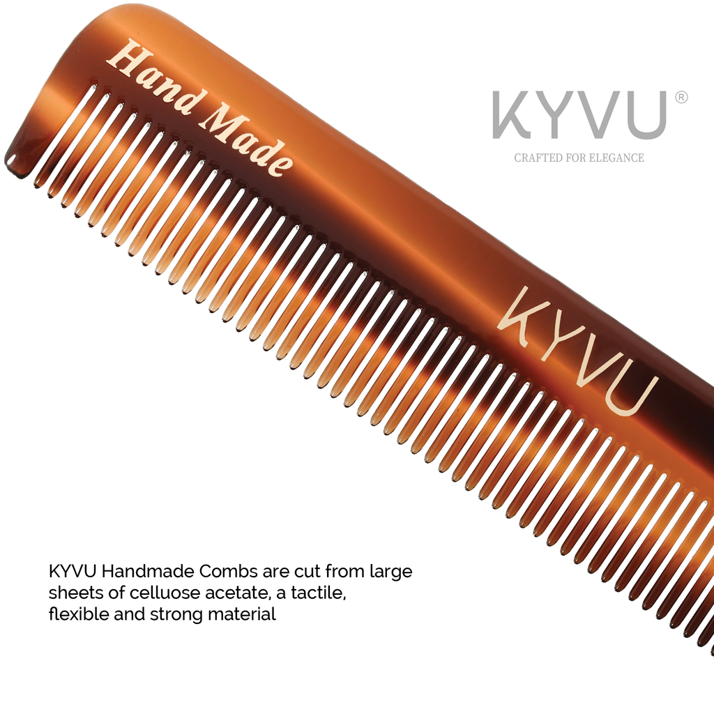 KYVU T23 cellulose acetate close-up showing warm mottled tortoiseshell pattern