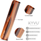 T23 tortoiseshell acetate comb showing closely-spaced fine teeth with hand-rounded tips