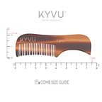  KYVU T24 tortoiseshell beard and moustache comb specifications — 7.5 cm, 4 g, cellulose acetate, fine teeth