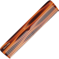 KYVU T7 handmade tortoiseshell mid-size dual-tooth comb in cellulose acetate, fine and coarse, for men and women
