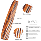 T8 tortoiseshell acetate comb showing fine teeth on one side and coarse teeth on the other, with rounded tips