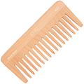 KYVU W22 handmade wooden wide-tooth detangling comb in steam beech, broad body, for curly and thick hair