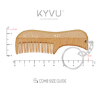 KYVU W25 wooden beard comb with keyring specifications — 7.5 cm, 7 g, untreated beechwood, fine teeth