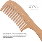 W6 wooden comb showing fine-tooth detail and natural beech grain