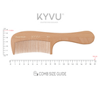 W6 wooden comb size guide — 19 cm length, 5.8 cm width, 0.55 cm thickness